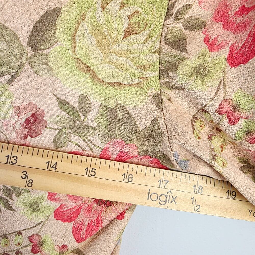 Orange Creek Maxi Dress Medium Suede Tan Floral 3/4 Sleeve Cottagecore Romantic - Picture 12 of 13